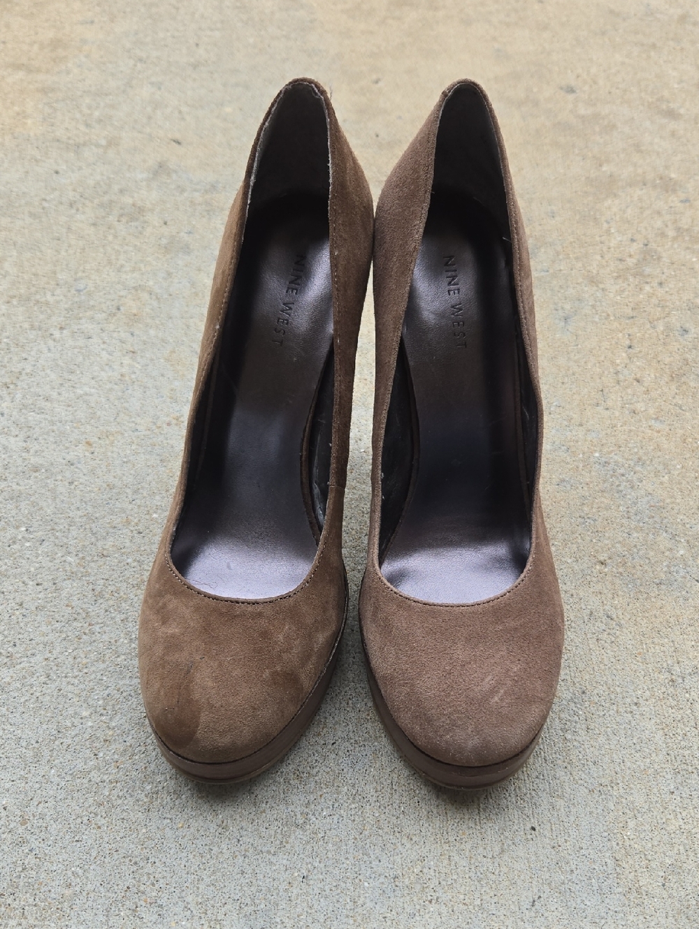 Nine West Brown Suede Platform Pumps